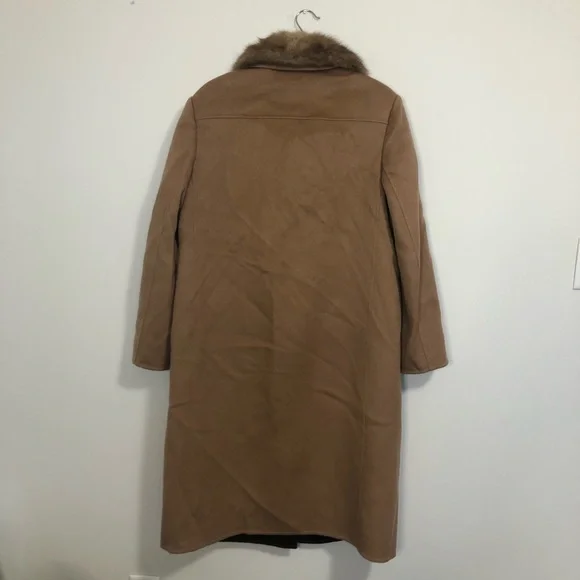TSE Cashmere Coat Fur Collar Tan 12